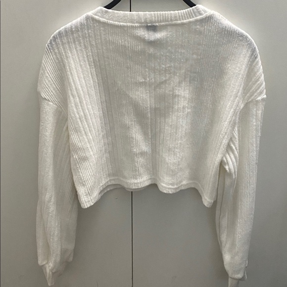 White V-Neck Ribbed Sweater - Picture 3 of 3